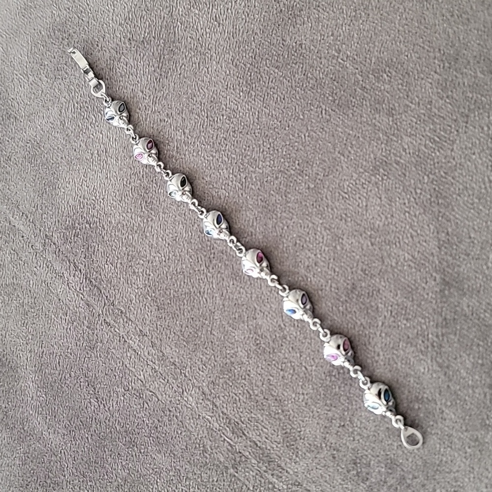 Aliens!!! Silver Tone Bracelet